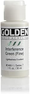 Golden Fluid Acrylic Paint 1 Ounce-Interference Green Fine GOLDEN