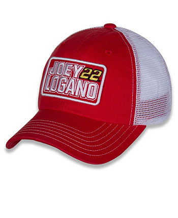 Женская красно-белая регулируемая шляпа с именем и номером Joey Logano Team Penske