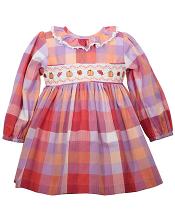 Клетчатое платье с длинными рукавами и сборками для маленьких девочек Harvest Bonnie Baby