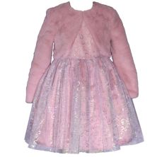 Комплект из голографического кардигана и платья из искусственного меха Bonnie Jean для маленьких девочек и малышей Bonnie Jean