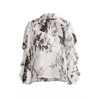 Alexis Шелковая блузка с оборками и цветочным принтом Ungaro