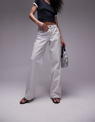Topshop Ember low rise wide leg jeans in off white TOPSHOP