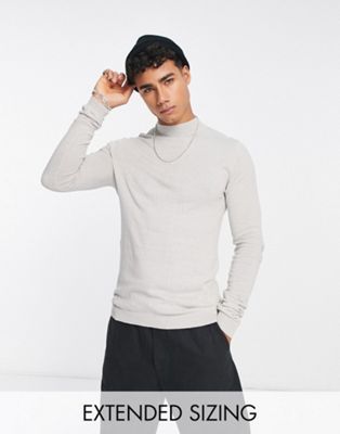 Светло-серый вязаный свитер с высоким воротником ASOS DESIGN ASOS DESIGN