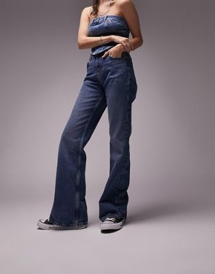 Синие джинсы-клеш в стиле 90-х Topshop TOPSHOP