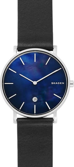 Часы Hagen Slim с кожаным ремешком, 40 мм Skagen