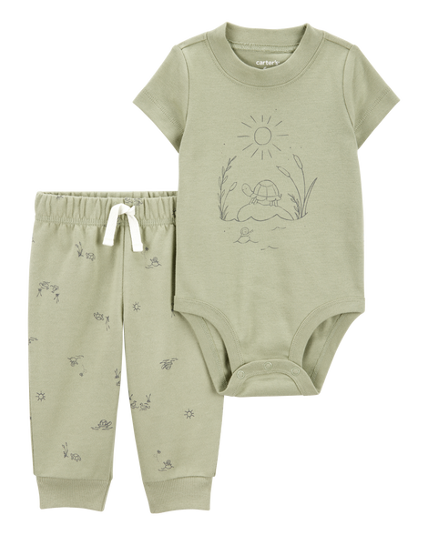 Детский Комплект Одежды Carter's Baby 2-Piece Turtle Short-Sleeve Bodysuit Pant Set Carter's