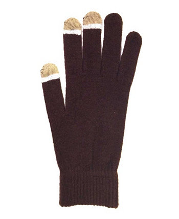 Бархатные коричневые перчатки с сенсорным экраном и светящимися наконечниками MinxNY