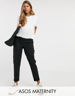 ASOS DESIGN Maternity chino pants with under the bump waistband in black ASOS Maternity