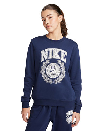 Женская спортивная одежда, флисовый свитшот с круглым вырезом Club Nike