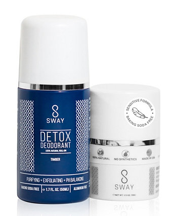 Natural Detox Набор дезодорантов и присыпок - формула, чувствительная к древесине SWAY