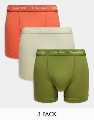 Calvin Klein 3-pack briefs in green, beige and rust Calvin Klein