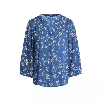 Блузка с защипами и цветочным принтом Shannon Garden NYDJ