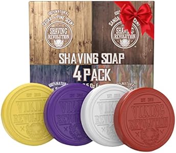 Viking Revolution Shaving Soap for Men - Shave Soap for Use with Shaving Brush and Bowl for Smoothest Wet Shave, Shaving Soap Puck - 4 Pack Variety, Each Pack 2.5oz Viking Revolution