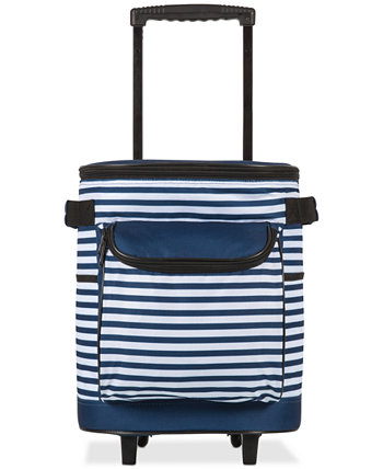 Oniva® by Navy & White Striped Portable Cooler на колесах Picnic Time