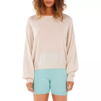 Abby Cashmere Balloon-Sleeve Sweater Crush Cashmere