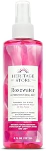 HERITAGE STORE Rosewater - Refreshing Facial Mist for Glowing Skin with Damask Rose, All Skin Types - Rose Water Spray for Face, Made Without Dyes or Alcohol, Hypoallergenic, Vegan, Cruelty Free, 2oz Heritage Store