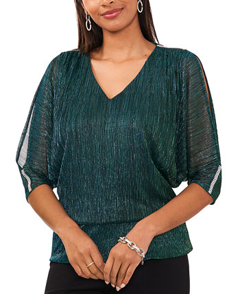 Женская блузка металлик с разрезными рукавами MSK
