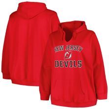 Women's Profile Red New Jersey Devils Plus Size Arch Over Logo Pullover Hoodie Profile