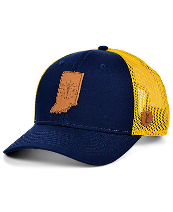 Men's Navy and Gold Indiana Statement Trucker Snapback Adjustable Hat Local Crowns
