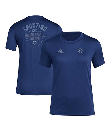 Women's Navy Distressed Sporting Kansas City Local Stoic T-shirt Adidas
