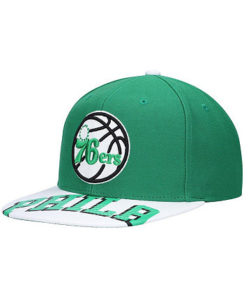 Мужская кепка с крышками x Lids Green, White Philadelphia 76ers Current Reload 3.0 Snapback Hat Mitchell & Ness