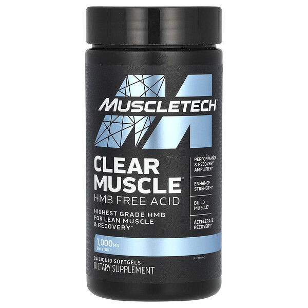 Clear Muscle, HMB, свободная кислота, 84 мягких желатиновых капсулы с жидкостью Muscletech