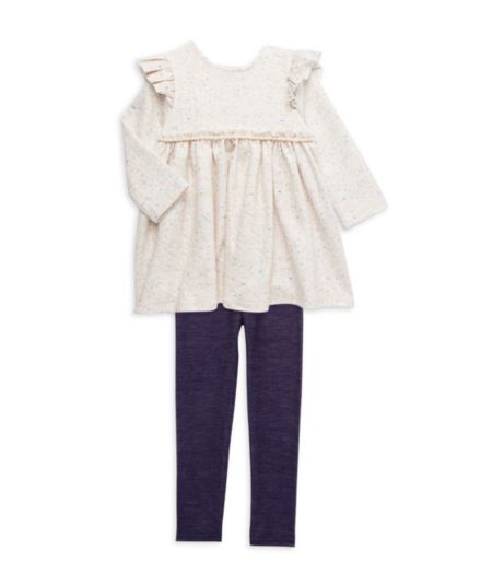 Маленькая девочка &amp; Платье из двух частей с оборками и оборками цвета "космическая краска" для девочки &amp; Комплект леггинсов Pippa & Julie