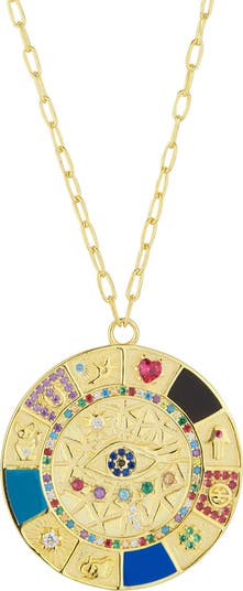 Ожерелье с подвеской в форме диска из 14-каратного золота Vermeil CZ Sphera Milano