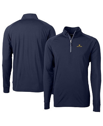 Men's Navy Notre Dame Fighting Irish Adapt Knit Quarter-Zip Pullover Jacket Cutter & Buck