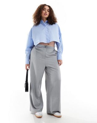 Широкие брюки ASOS DESIGN Curve в сером цвете для женщин ASOS Curve