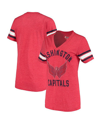 Women's Red Washington Capitals Wild Card Tri-Blend V-Neck T-shirt G-III 4Her by Carl Banks