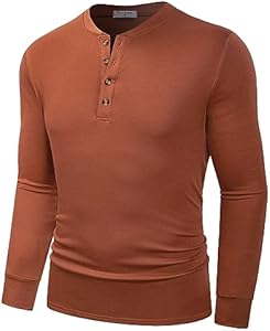 Derminpro Men's Henley Cotton Casual Short/Long Sleeve Lightweight Button T-Shirts Derminpro