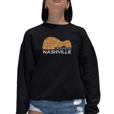 Nashville Guitar - Women's Word Art Crewneck Sweatshirt LA Pop Art