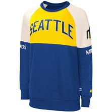 Women's Starter Gold/Royal Seattle Mariners Baseline Raglan Historic Logo Pullover Sweatshirt Starter