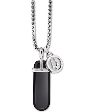 Мужское ожерелье из черного оникса из нержавеющей стали, удлинитель 26 "+ 2" Bulova