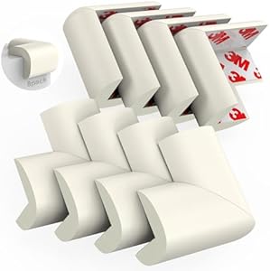 Baby Proofing Corner Guards, 8 Pack Pre-Taped Table Corner Protector for Baby, Soft Rubber Foam Furniture Corner Bumper Guards for Fireplace, Table, Stair, Cabinet (White) Gloval Baby