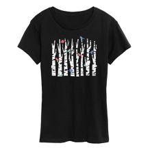 Женская футболка с рисунком деревьев и птиц Unbranded