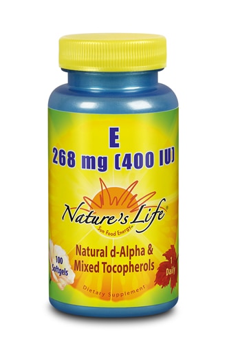 Nature's Life Витамин Е Натуральный d-альфа и смешанные токоферолы - 400 МЕ - 100 мягких капсул Nature's Life