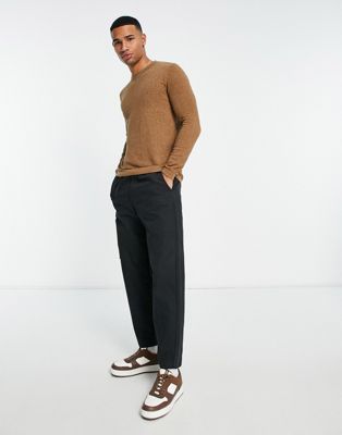 Коричневый вязаный свитер с круглым вырезом Selected Homme Selected