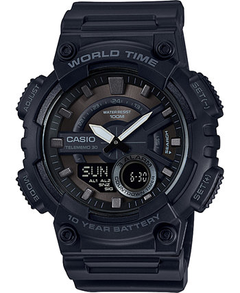 Мужские аналоговые цифровые черные часы с ремешком из смолы 50мм Casio