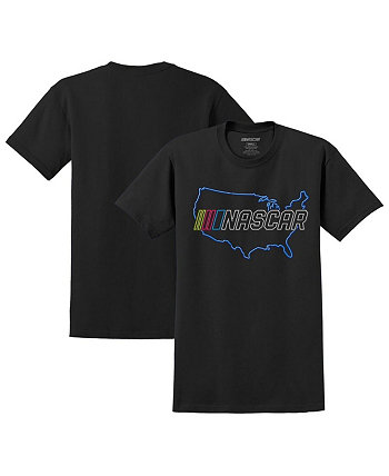 Мужская черная футболка NASCAR с неоновой картой E2 Apparel