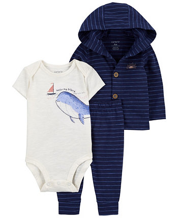 Комплект из 3 предметов: маленький кардиган для малышей с изображением кита Carter's