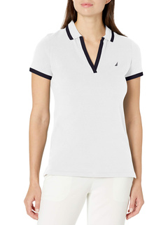 Рубашка поло из эластичного хлопка с полосками и V-образным вырезом классического кроя Nautica