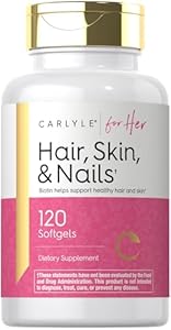 Carlyle Hair Skin and Nails Vitamin | 120 Softgels | Beauty Formula Supplement | with Biotin and Collagen | Non-GMO, Gluten Free Carlyle