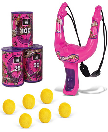 Набор ручных рогаток Nkok, розовый 25038, включает в себя 6 пенопластовых шариков, 3 мишени в банках, игрушечную рогатку для стрельбы на расстояние до 30 футов, официальную лицензию Realtree