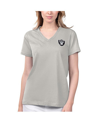 Women's Gray Las Vegas Raiders Game Time V-Neck T-shirt Margaritaville