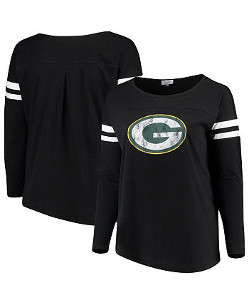 Женская черная футболка с длинным рукавом Green Bay Packers Free Agent большого размера Touch