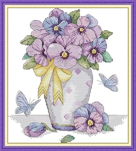 CROSSDECOR Stamped Cross Stitch Kits,Flower Pattern Cross-Stitch Needlepoint Kits for Beginners,Embroidery Kit Arts and Crafts for Home Wall Decor Gifts-Abstract Flowers 19×47cm CROSSDECOR