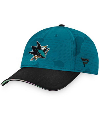 Мужская бирюзовая, черная шляпа San Jose Sharks Authentic Pro Locker Room Flex Hat Fanatics