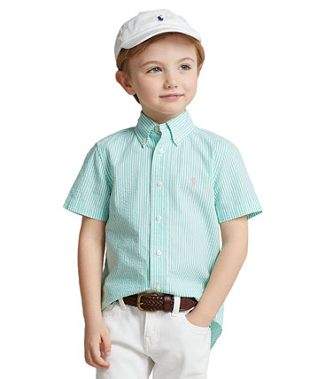 Полосатая рубашка из сирсакера с короткими рукавами для малышей и маленьких мальчиков Ralph Lauren